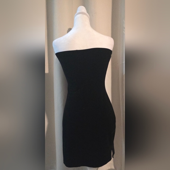 Vintage Finesse Strapless Sequin Black and Gold Dress Made In The USA - Picture 3 of 6